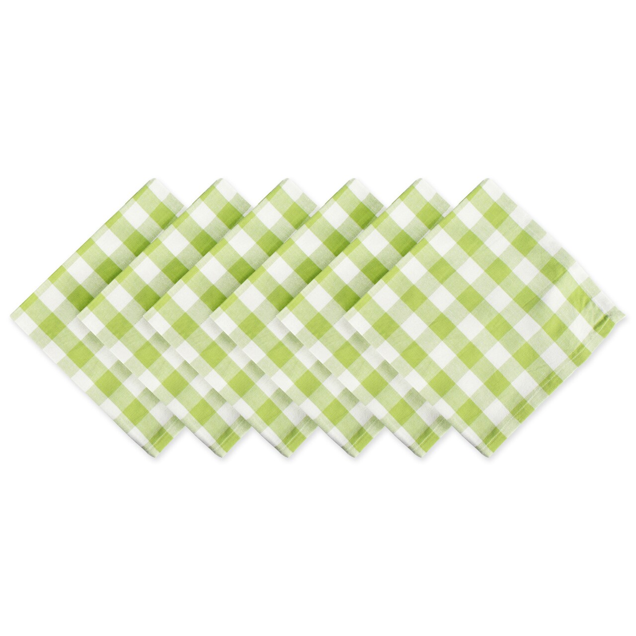 Contemporary Home Living Set of 6 Lime Green and White Checkered Napkins 20"